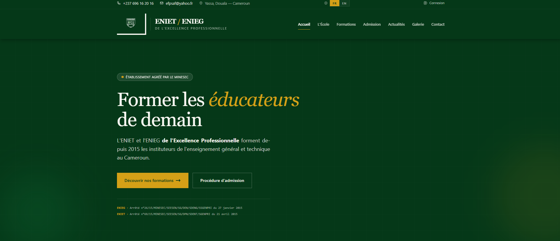 Site Vitrine L'ENIET et l'ENIEG de l'Excellence Professionnelle