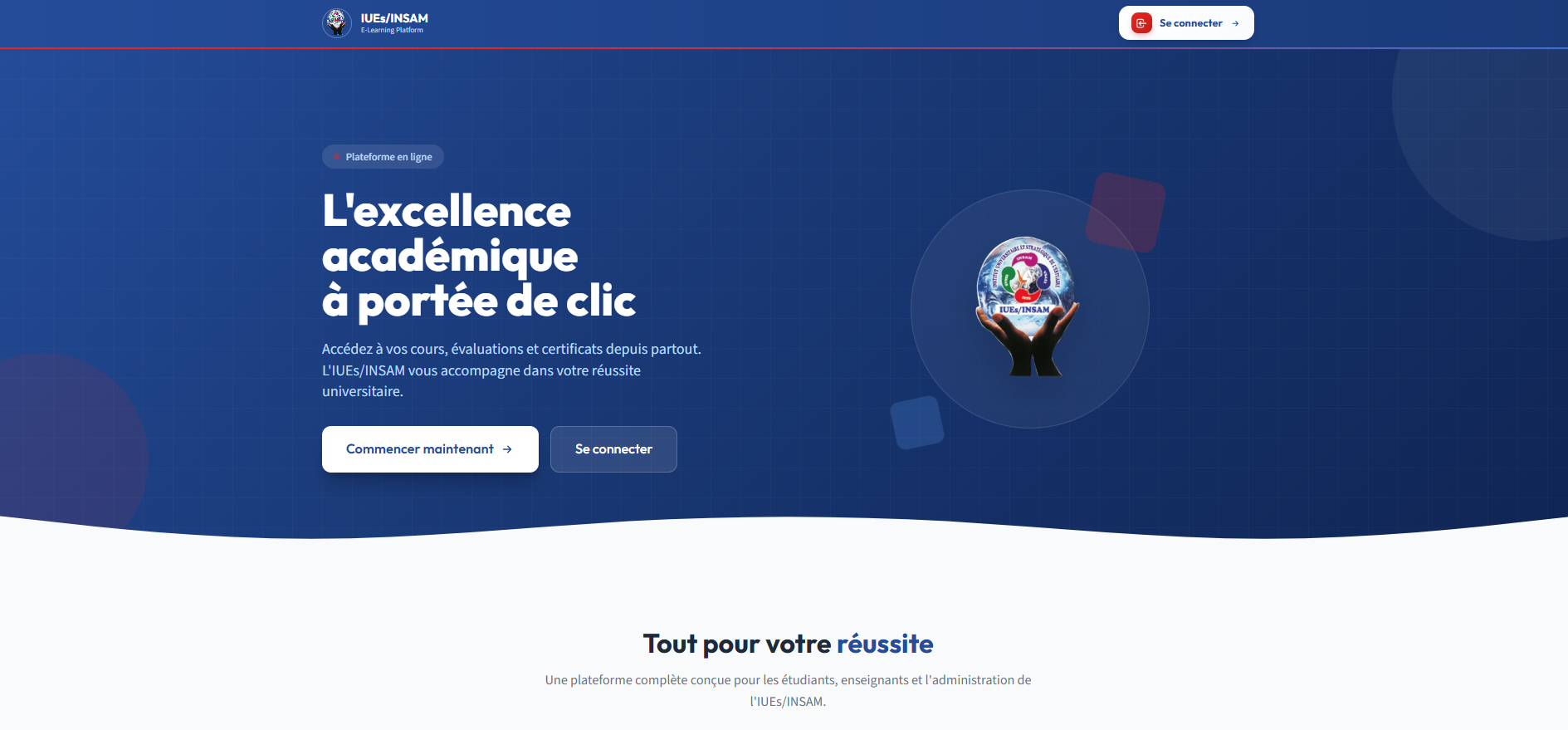 Site web institutionnelle de e-learning de IUEs/INSAM